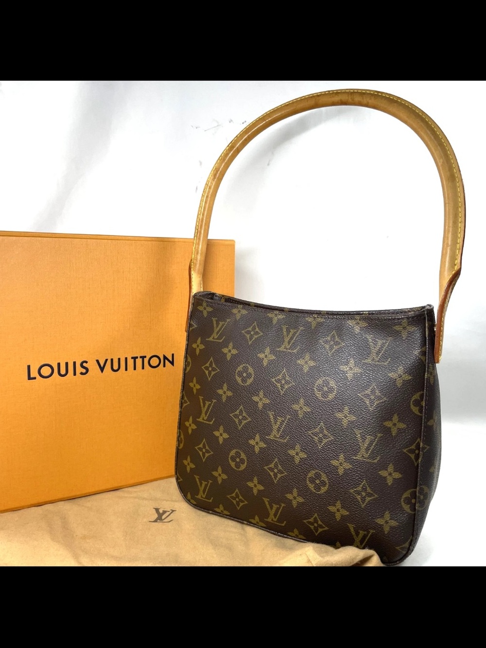 Louis Vuitton Monogram Canvas Shoulder Bag in Brown and Tan
